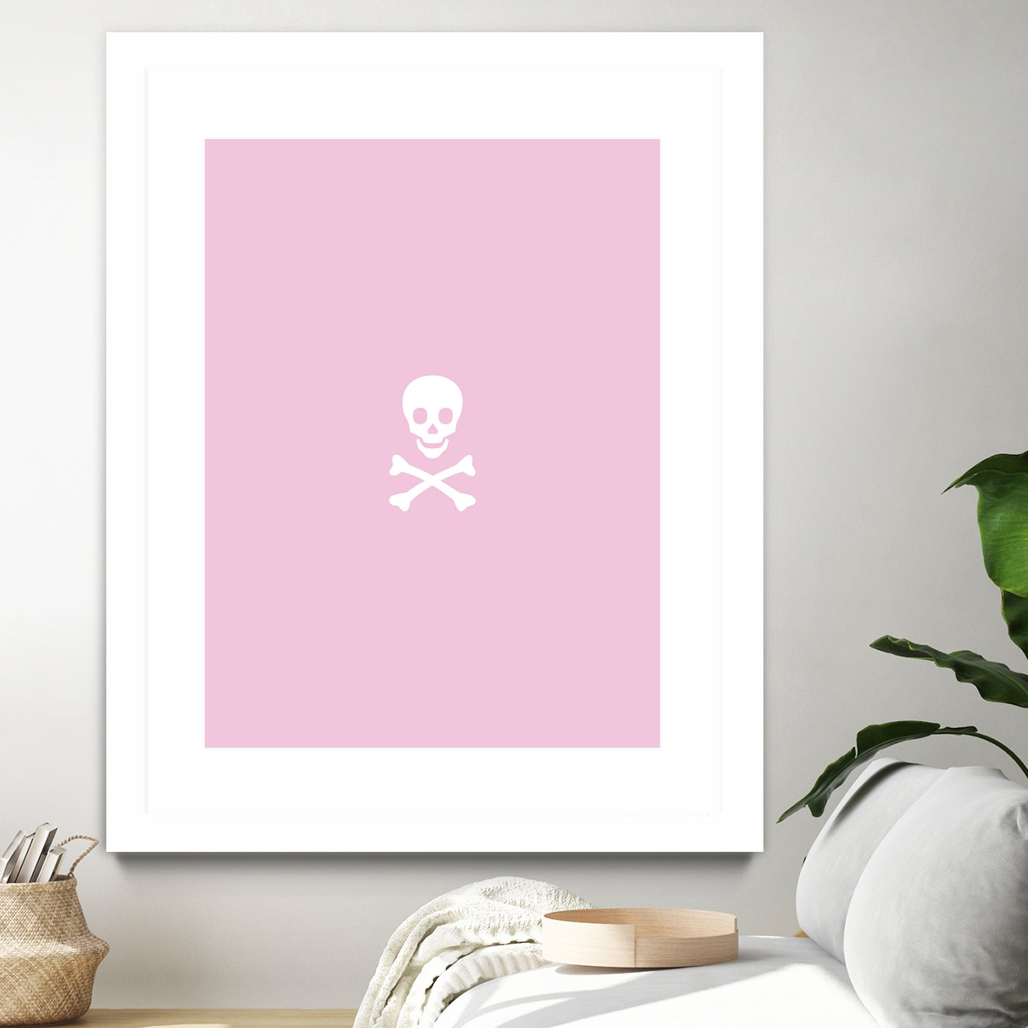 SKULL - LIGHT PINK & WHITE by Alexander Tonetti on GIANT ART - pink digital drawing