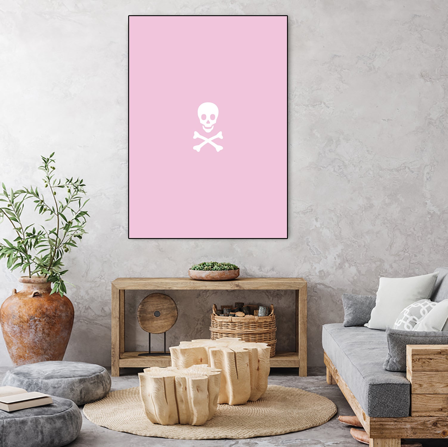 SKULL - LIGHT PINK & WHITE by Alexander Tonetti on GIANT ART - pink digital drawing