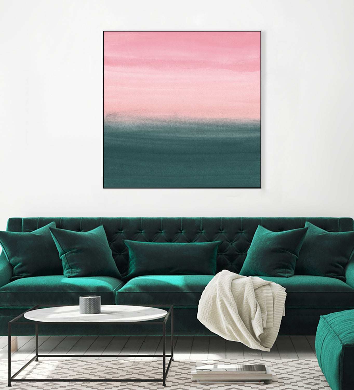 Touching Teal Pink Watercolor Abstract #1 #painting by Anita & Bella Jantz on GIANT ART - pink digital painting