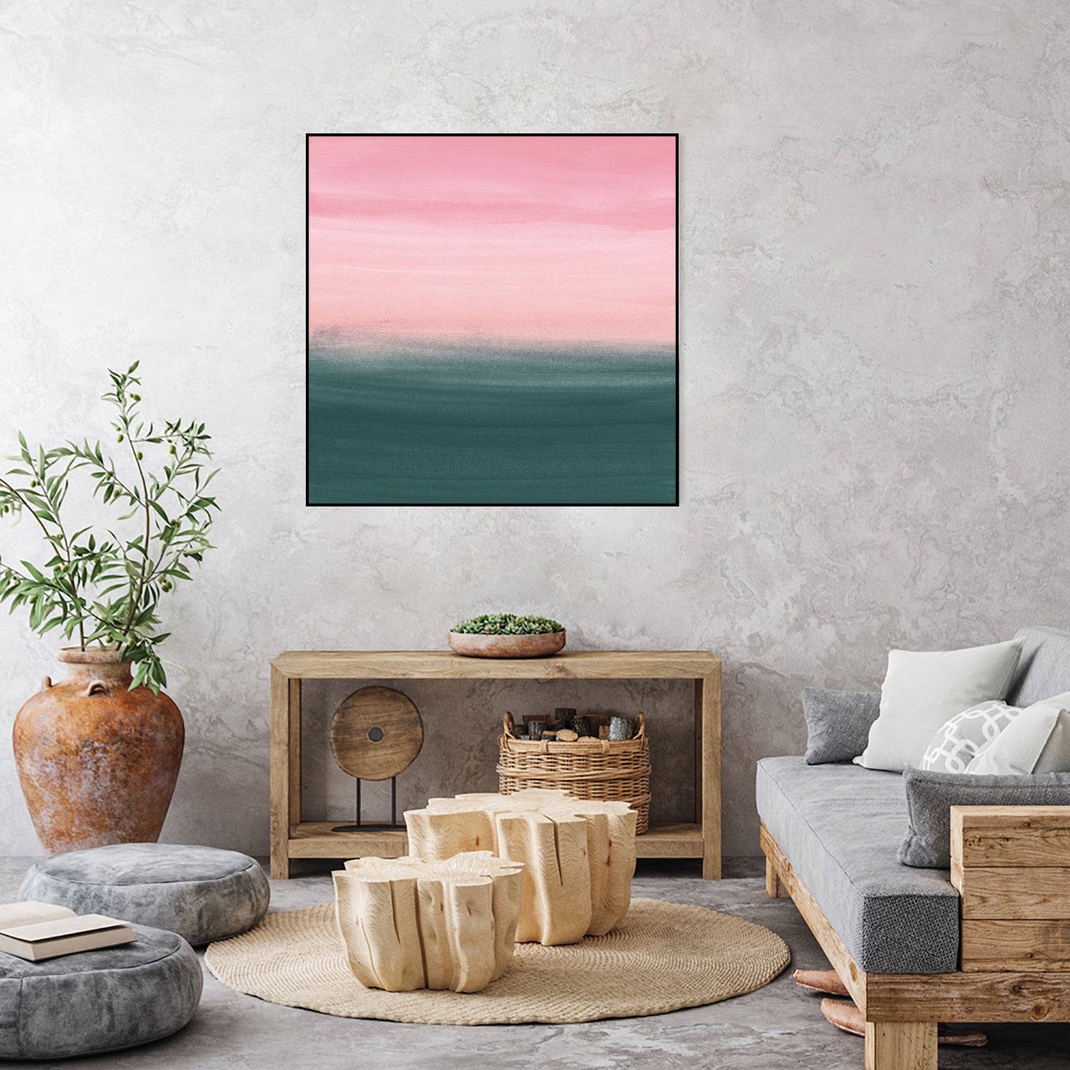 Touching Teal Pink Watercolor Abstract #1 #painting by Anita & Bella Jantz on GIANT ART - pink digital painting