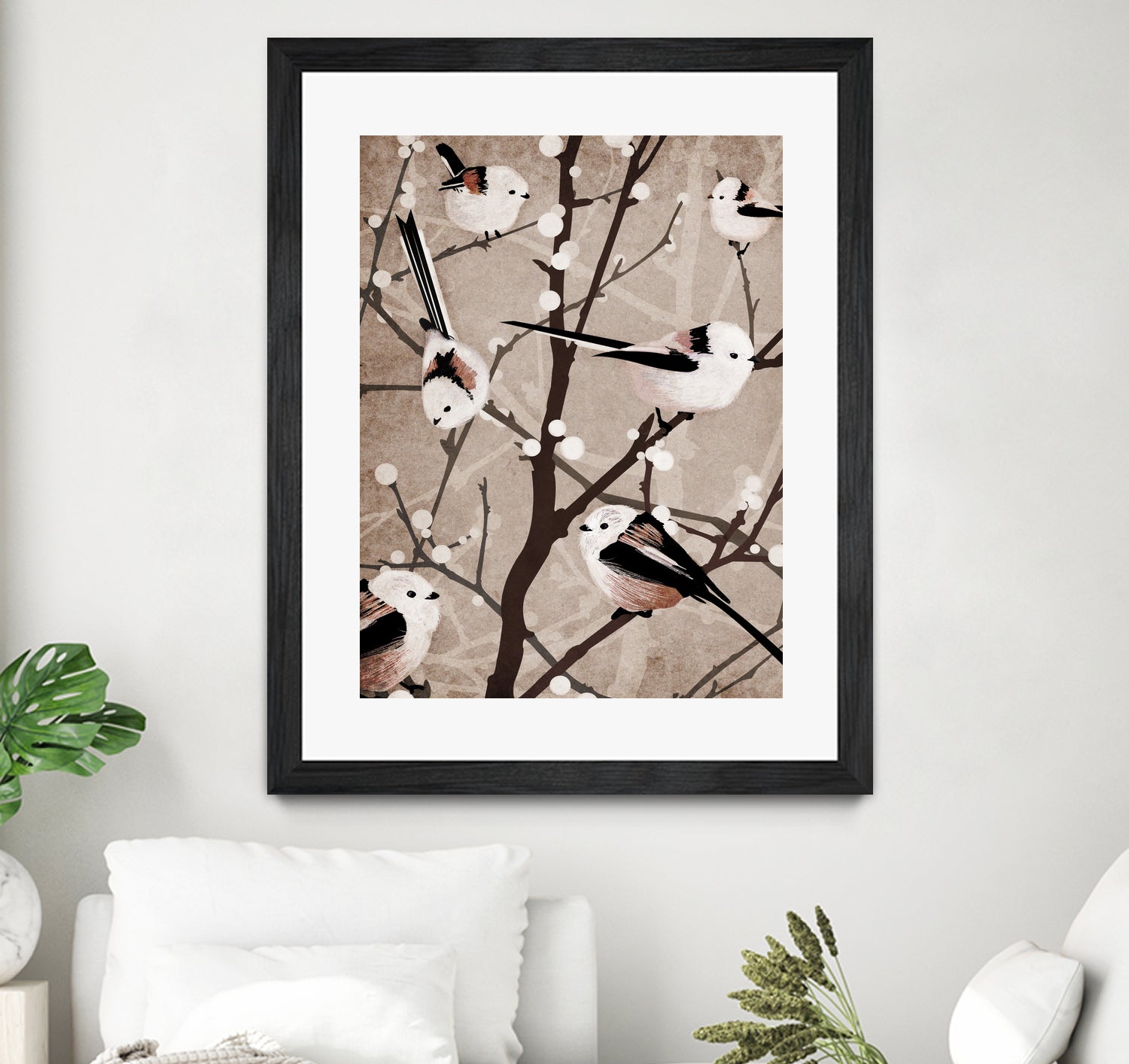 long tailed tits by Katherine Blower on GIANT ART - brown digital painting