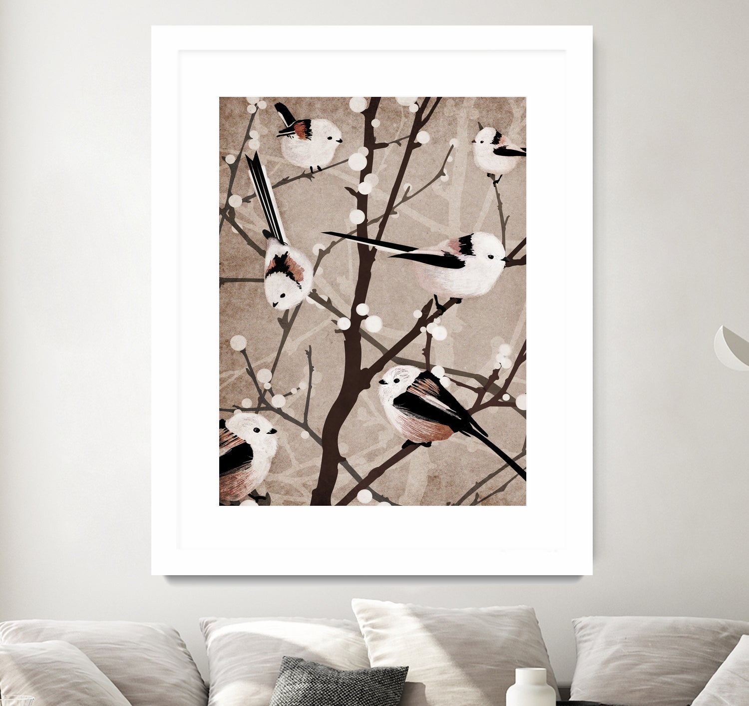 long tailed tits by Katherine Blower on GIANT ART - brown digital painting