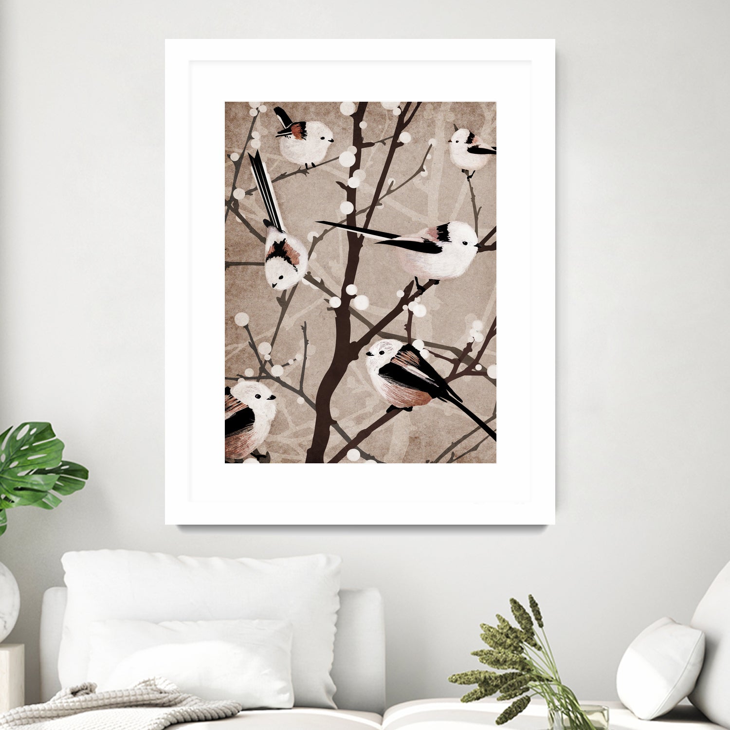 long tailed tits by Katherine Blower on GIANT ART - brown digital painting