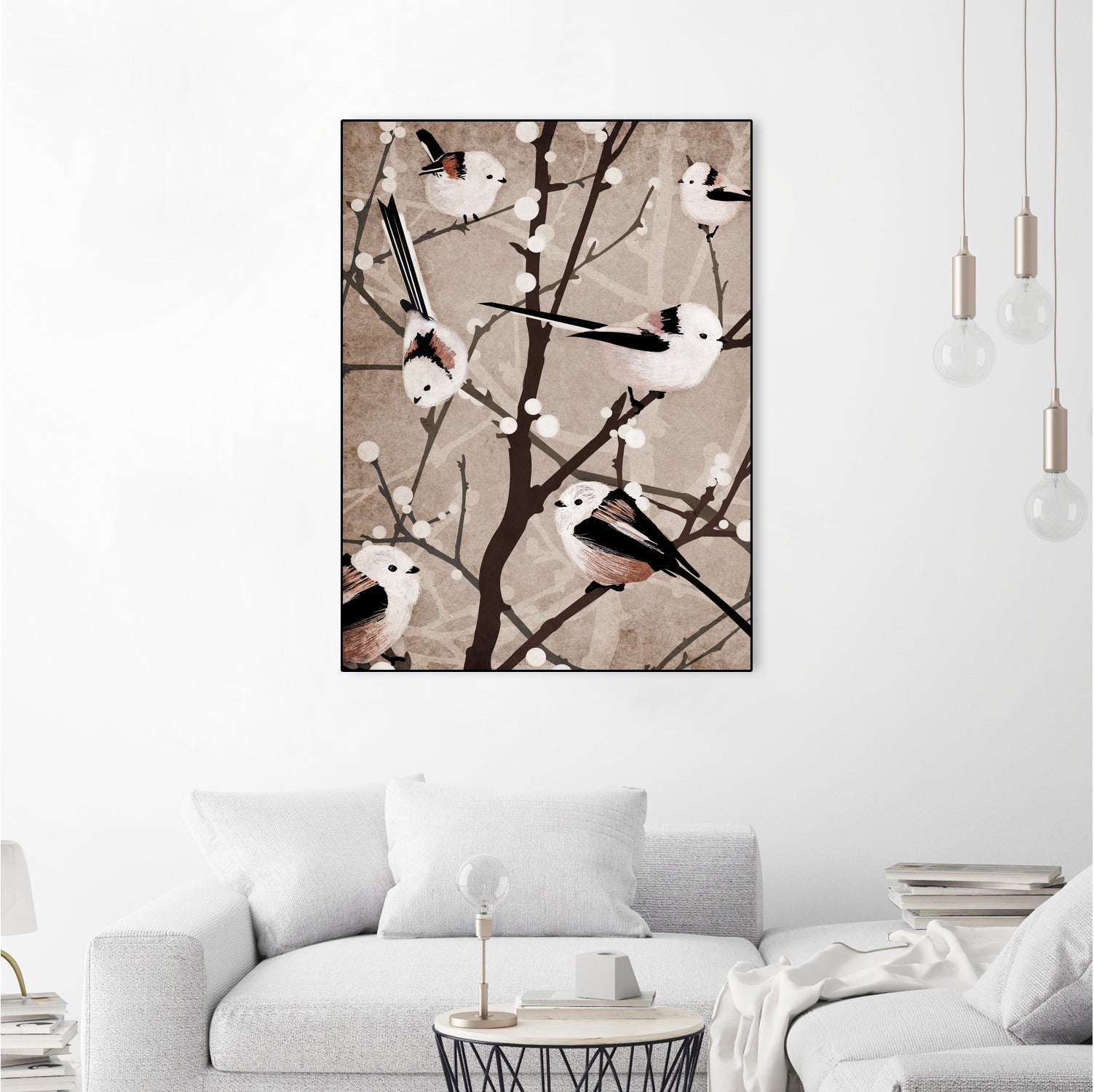 long tailed tits by Katherine Blower on GIANT ART - brown digital painting