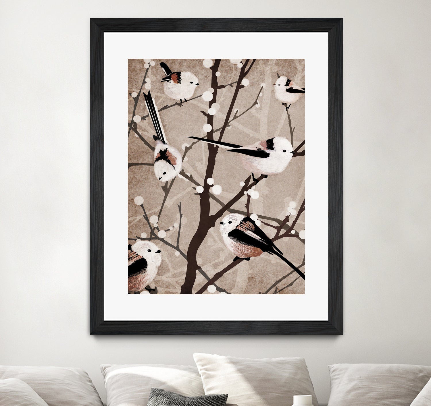 long tailed tits by Katherine Blower on GIANT ART - brown digital painting