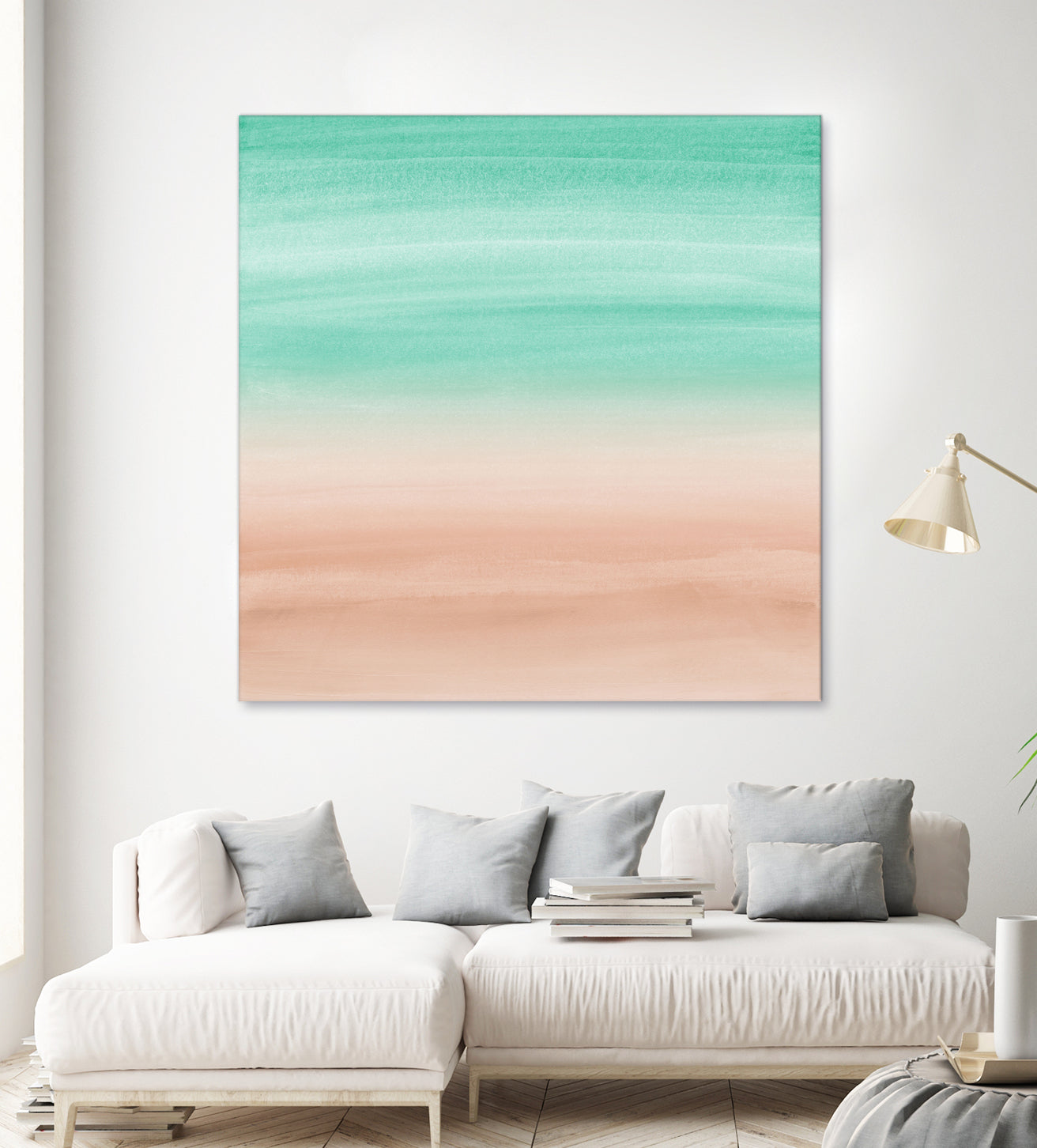 Touching Soft Emerald Beige Watercolor Abstract #1 #painting by Anita & Bella Jantz on GIANT ART - green digital painting