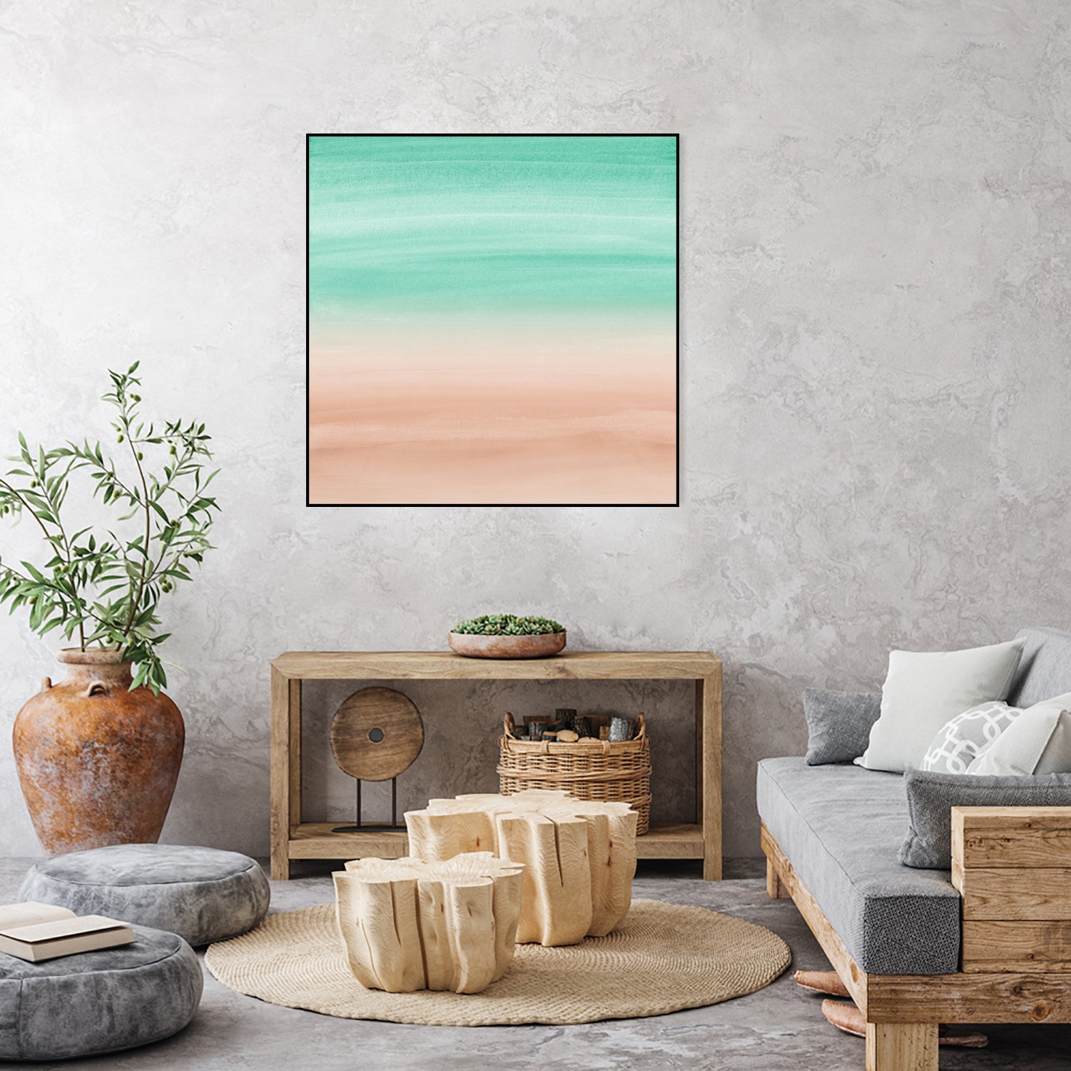 Touching Soft Emerald Beige Watercolor Abstract #1 #painting by Anita & Bella Jantz on GIANT ART - green digital painting