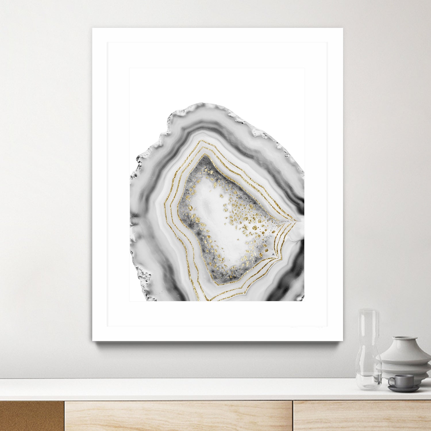 White Agate Gold Foil Glam #1 #gem #decor #art by Anita & Bella Jantz on GIANT ART - gray photo illustration