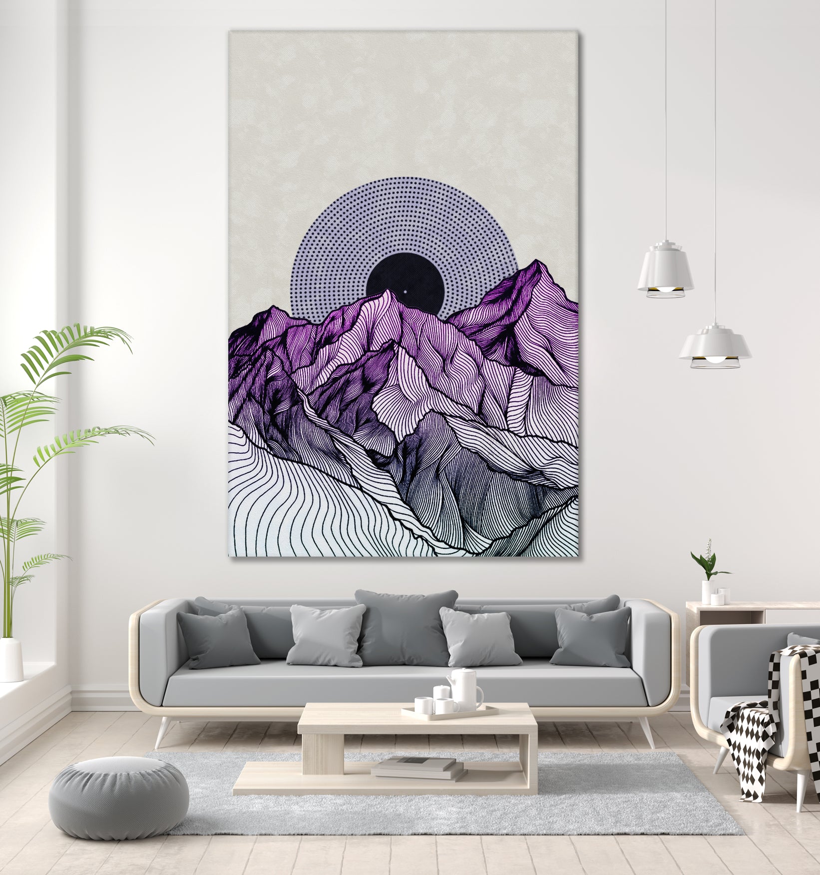 Surreal sunrise behind purple mountains by Menelaos Trompoukis on GIANT ART - fuchsia digital painting