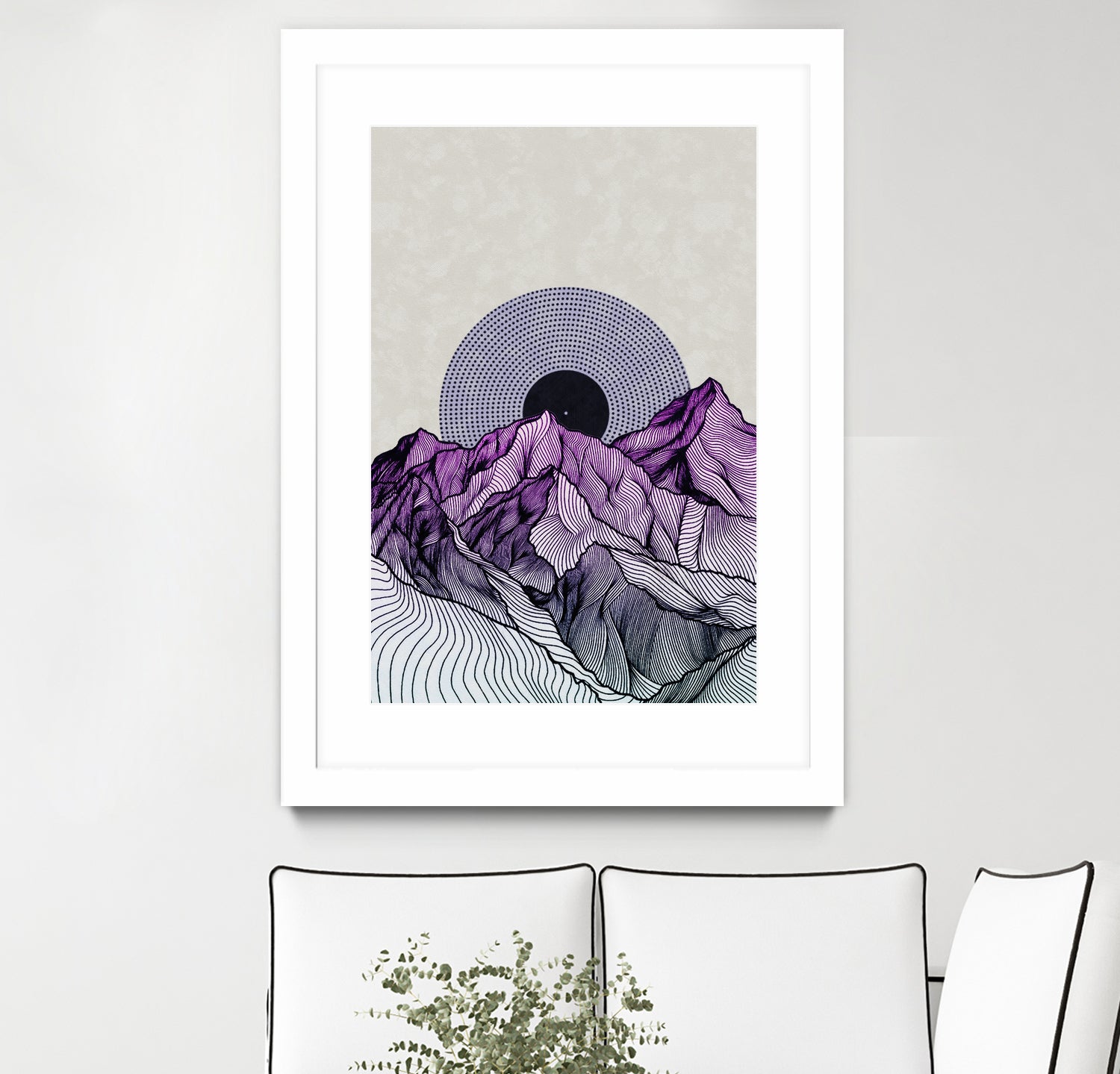 Surreal sunrise behind purple mountains by Menelaos Trompoukis on GIANT ART - fuchsia digital painting