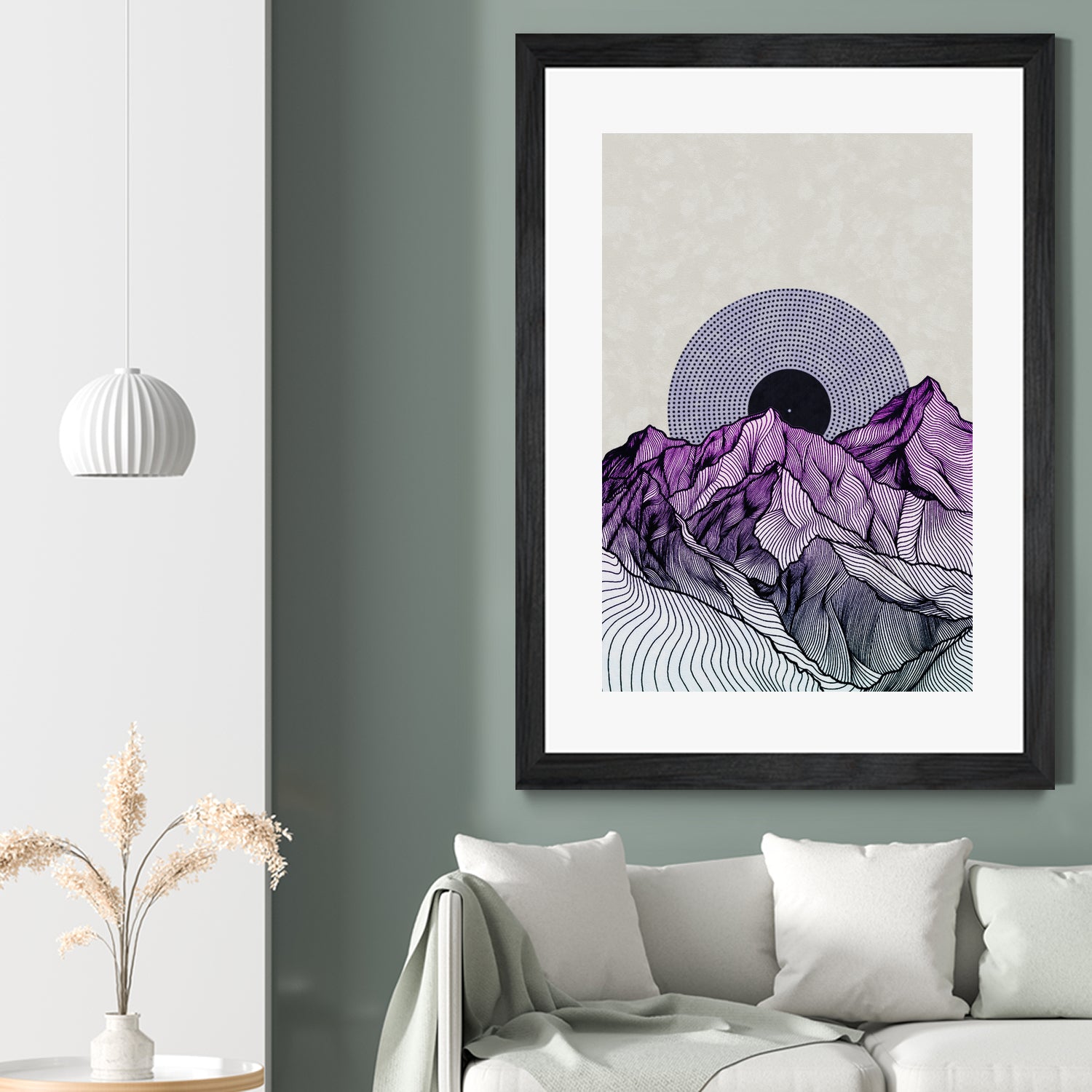 Surreal sunrise behind purple mountains by Menelaos Trompoukis on GIANT ART - fuchsia digital painting