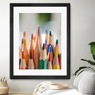 Close-up view of bunch of the colored pencil by Studio OMG on GIANT ART - yellow photo illustration