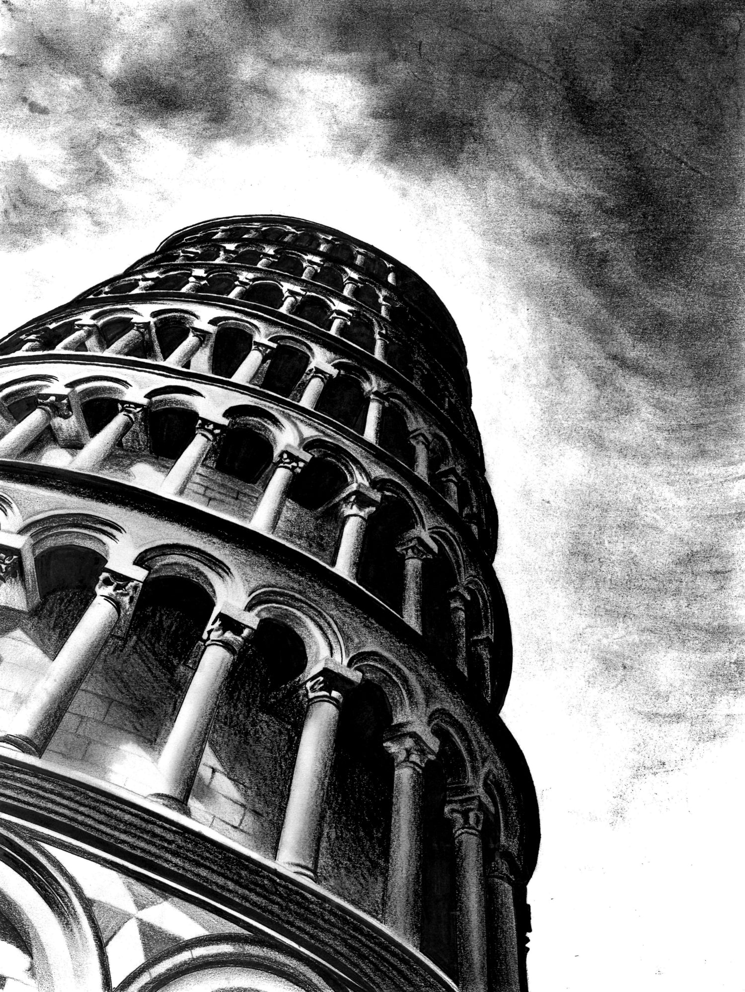 Tower of Pisa - Illustrated by Christine Mercer on GIANT ART - black digital painting