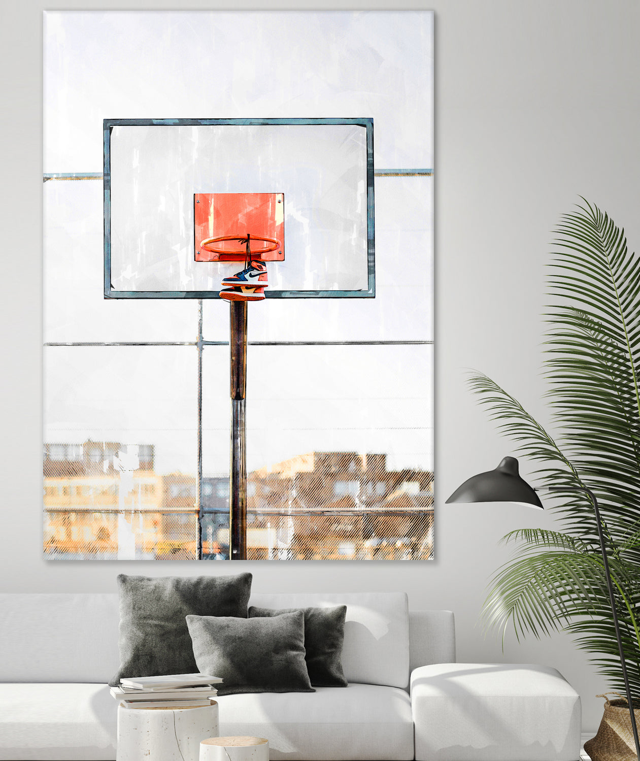 Air Jordan Attached To Basketball Hoop by Wazir Rohiman on GIANT ART - red digital painting