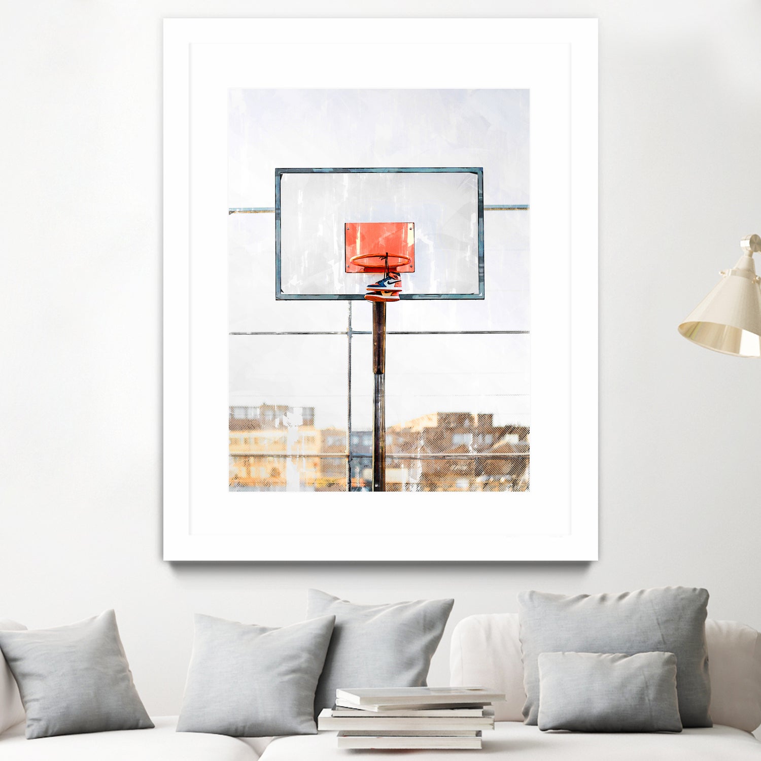 Air Jordan Attached To Basketball Hoop by Wazir Rohiman on GIANT ART - red digital painting