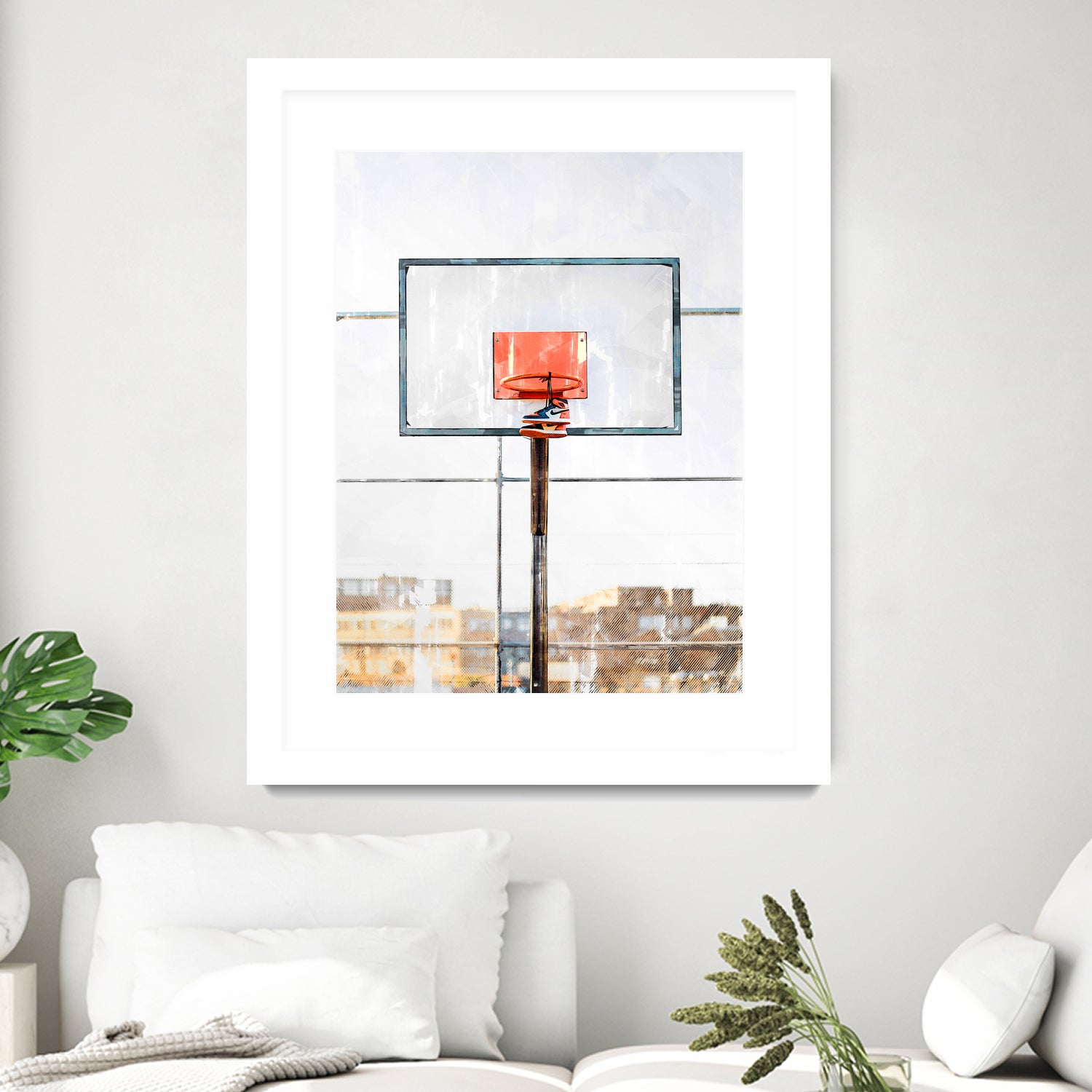 Air Jordan Attached To Basketball Hoop by Wazir Rohiman on GIANT ART - red digital painting