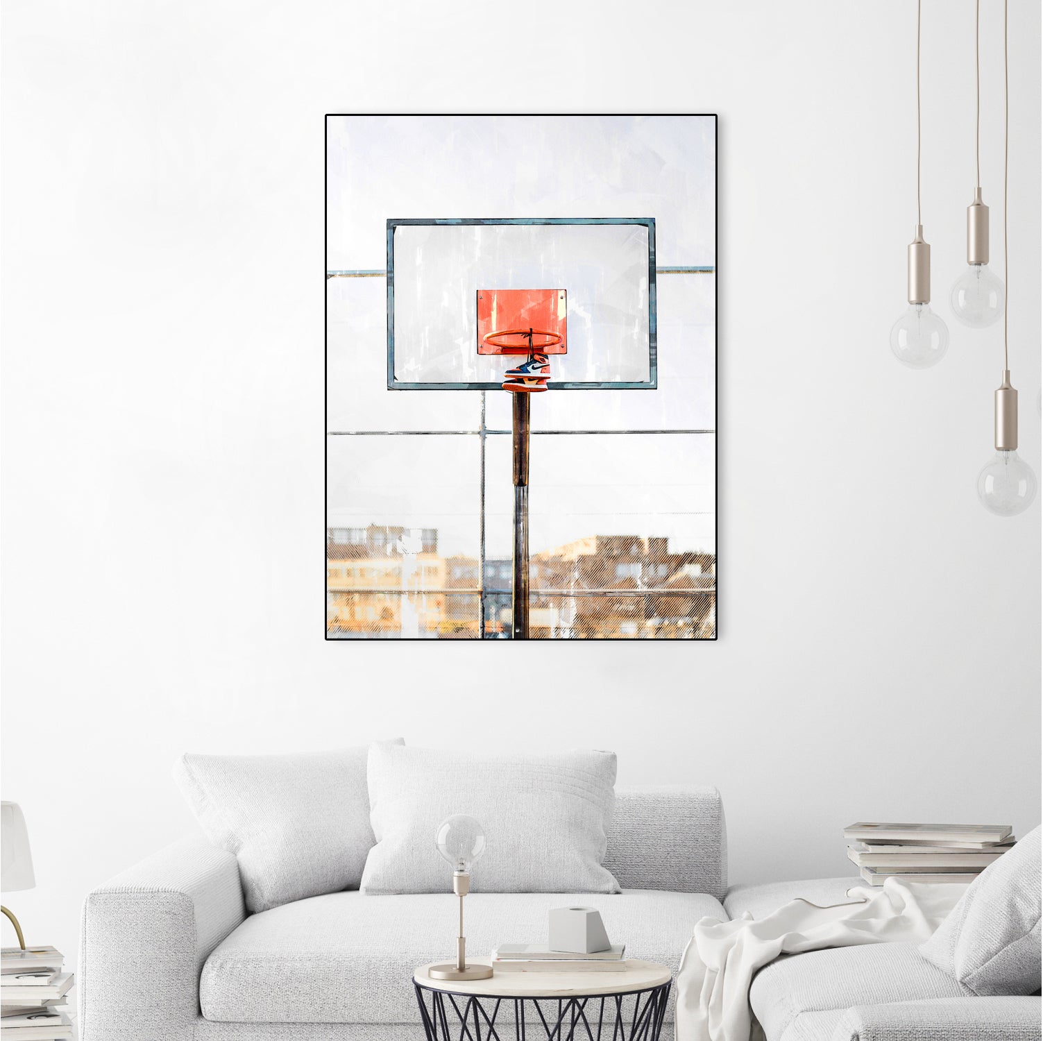 Air Jordan Attached To Basketball Hoop by Wazir Rohiman on GIANT ART - red digital painting