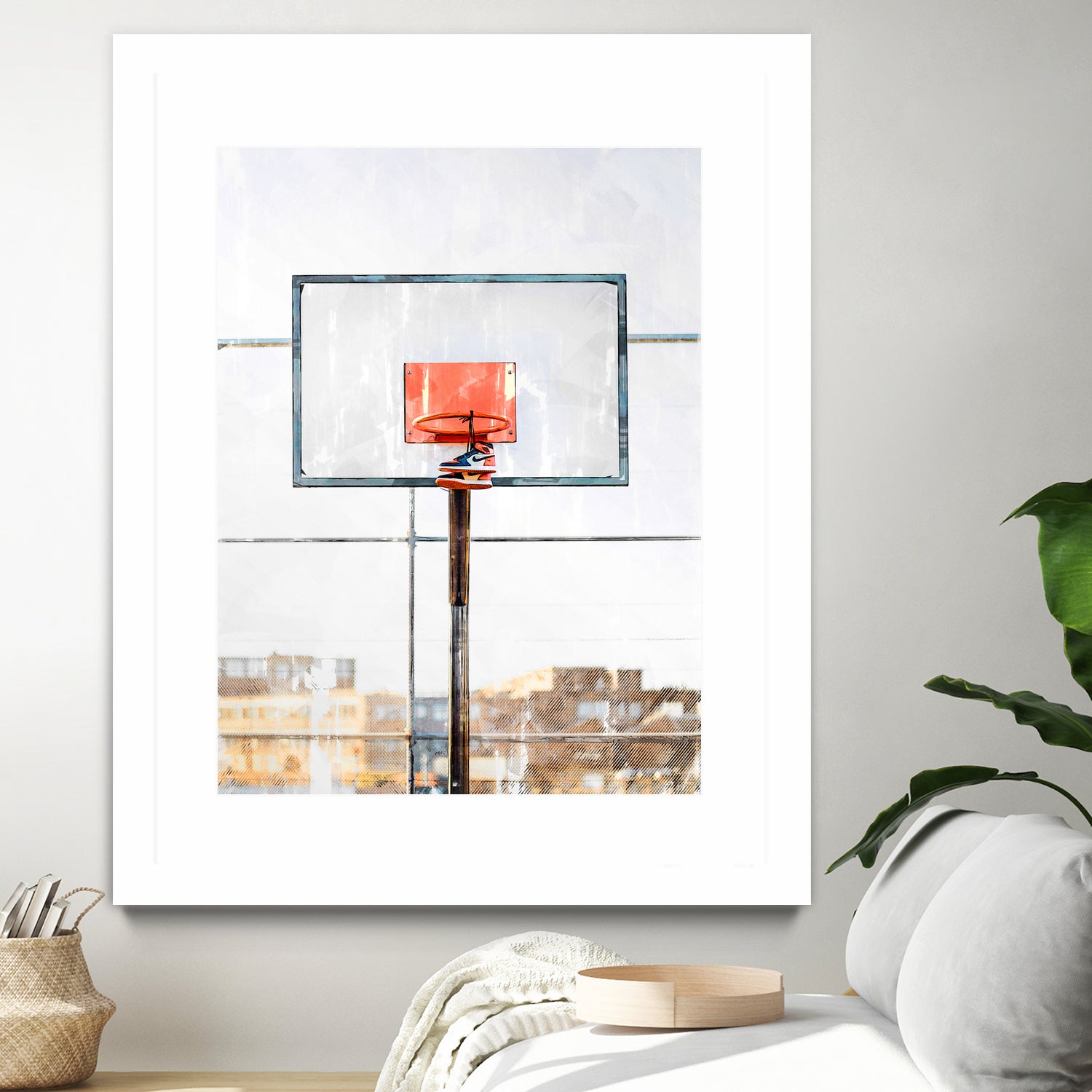 Air Jordan Attached To Basketball Hoop by Wazir Rohiman on GIANT ART - red digital painting