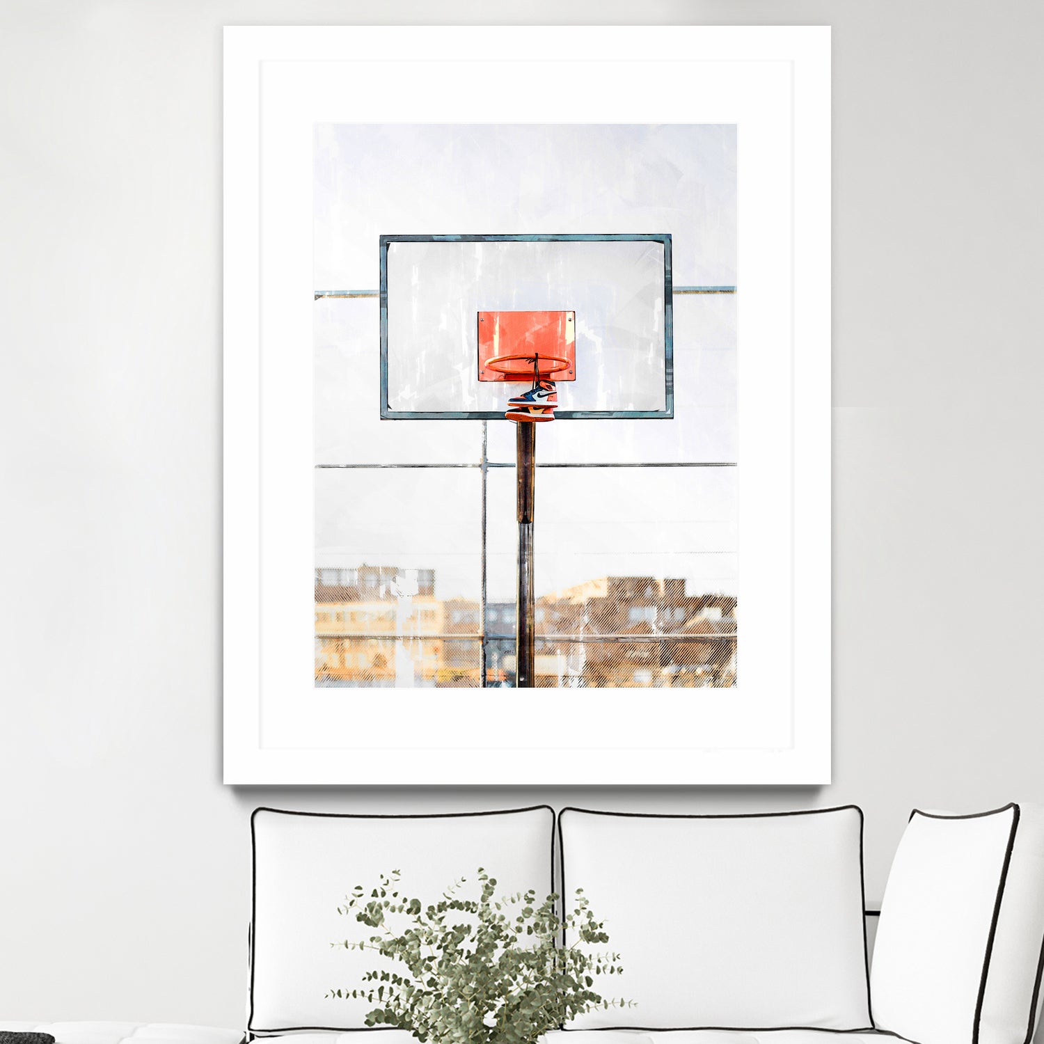 Air Jordan Attached To Basketball Hoop by Wazir Rohiman on GIANT ART - red digital painting