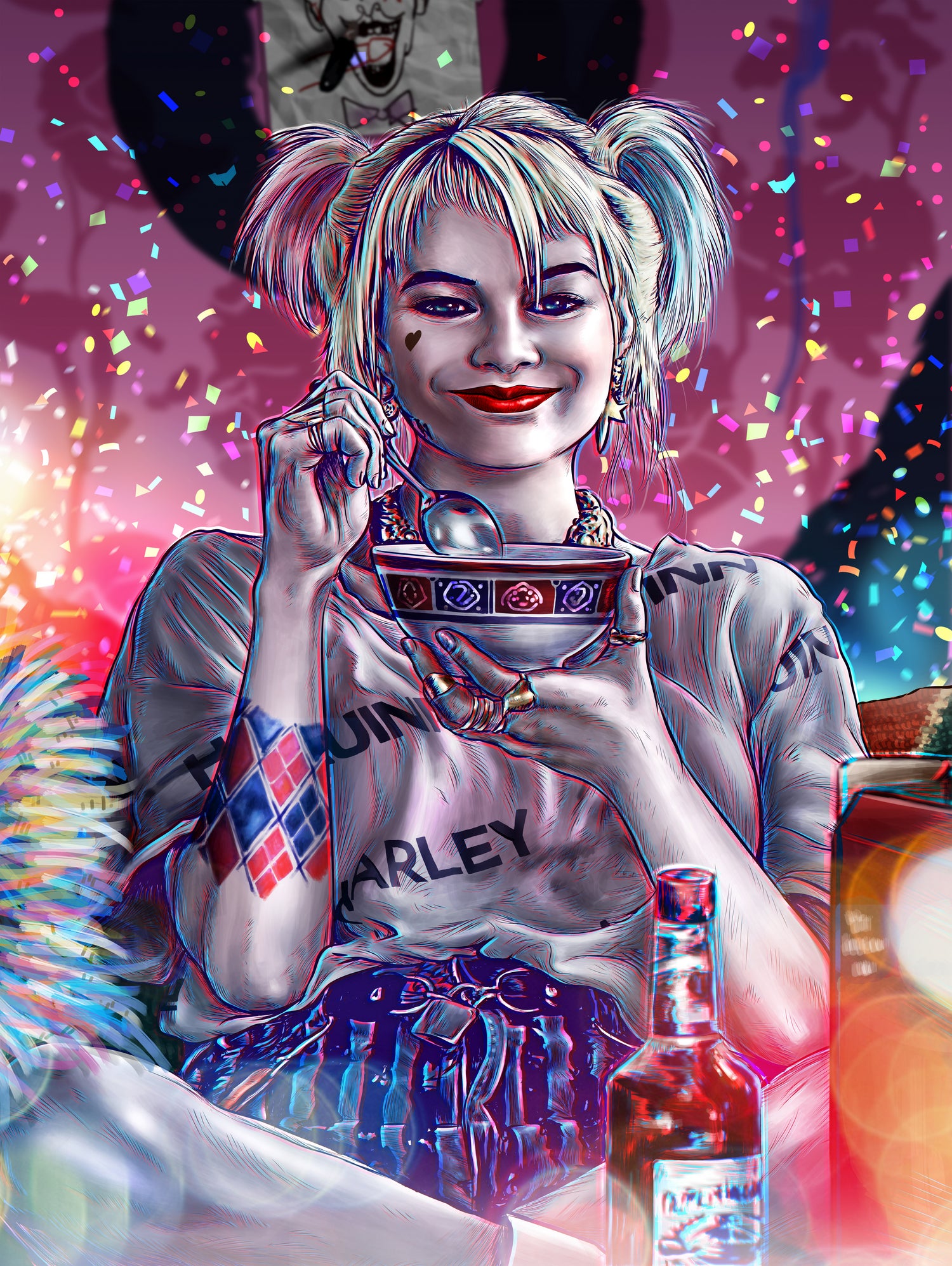 Chillin with Harley by Arcadia Wiryawan on GIANT ART - pink digital painting