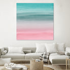 Touching Pink Teal Turquoise Watercolor Abstract #1 by Anita & Bella Jantz on GIANT ART - green digital painting