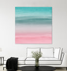 Touching Pink Teal Turquoise Watercolor Abstract #1 by Anita & Bella Jantz on GIANT ART - green digital painting