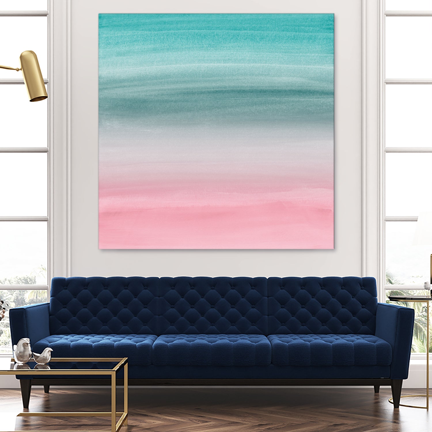 Touching Pink Teal Turquoise Watercolor Abstract #1 by Anita & Bella Jantz on GIANT ART - green digital painting