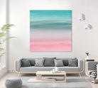 Touching Pink Teal Turquoise Watercolor Abstract #1 by Anita & Bella Jantz on GIANT ART - green digital painting