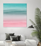 Touching Pink Teal Turquoise Watercolor Abstract #1 by Anita & Bella Jantz on GIANT ART - green digital painting