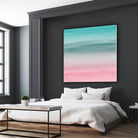 Touching Pink Teal Turquoise Watercolor Abstract #1 by Anita & Bella Jantz on GIANT ART - green digital painting