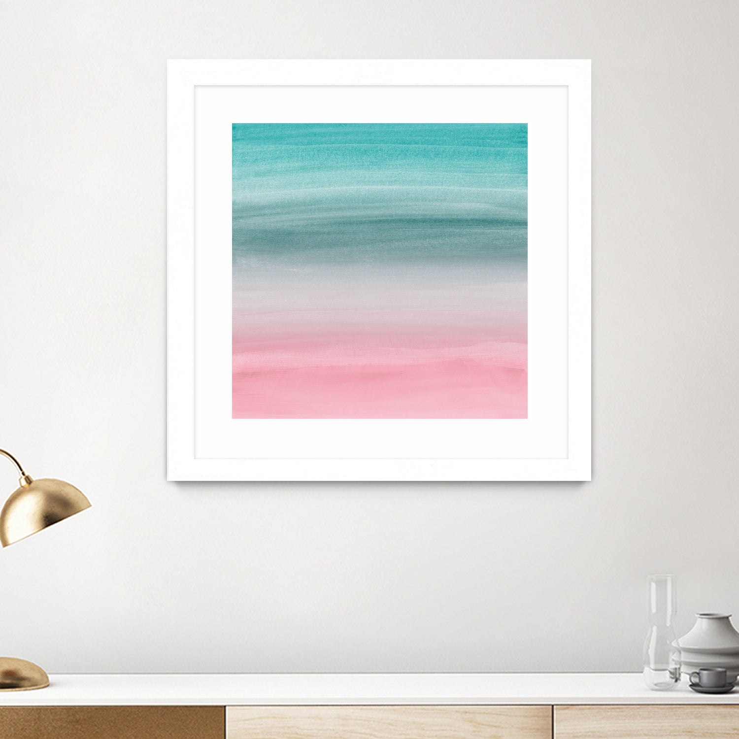 Touching Pink Teal Turquoise Watercolor Abstract #1 by Anita & Bella Jantz on GIANT ART - green digital painting