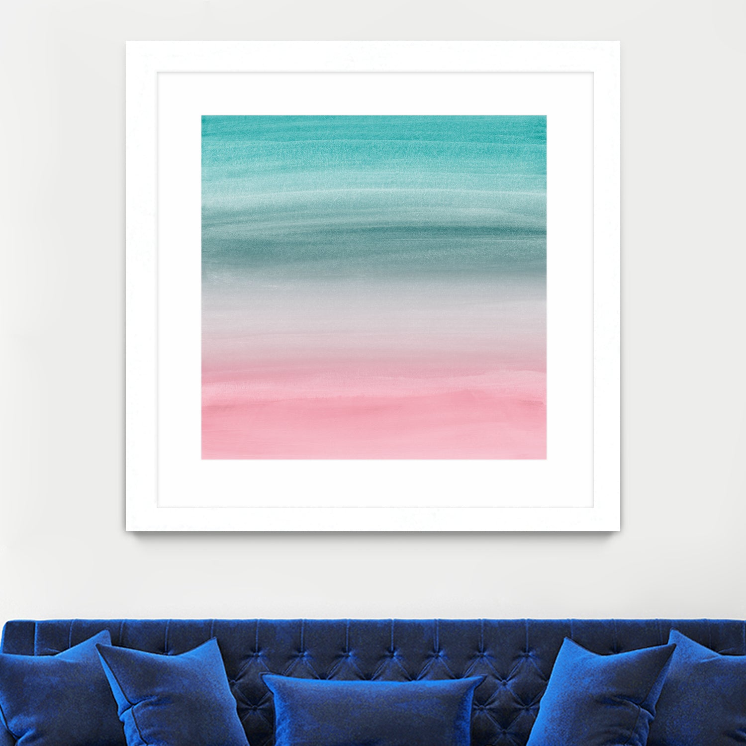 Touching Pink Teal Turquoise Watercolor Abstract #1 by Anita & Bella Jantz on GIANT ART - green digital painting