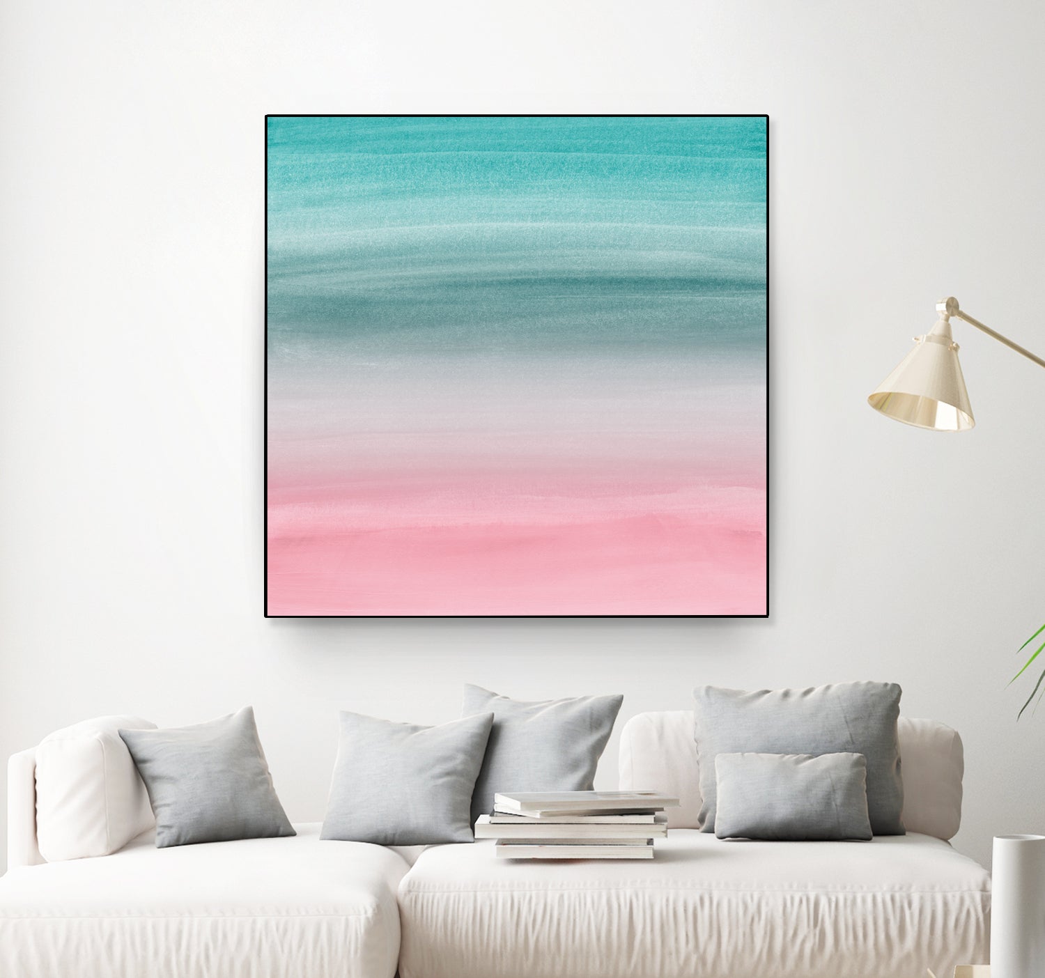 Touching Pink Teal Turquoise Watercolor Abstract #1 by Anita & Bella Jantz on GIANT ART - green digital painting