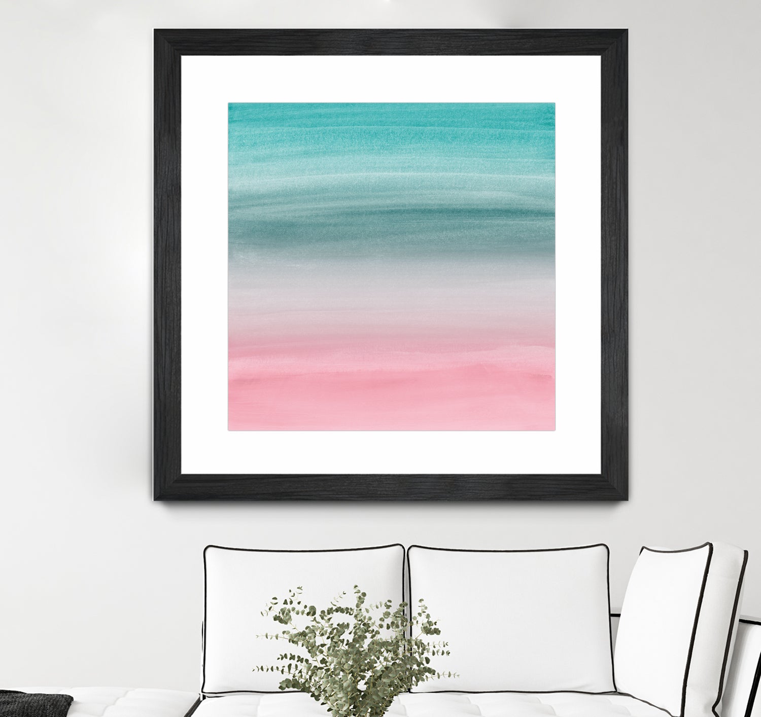 Touching Pink Teal Turquoise Watercolor Abstract #1 by Anita & Bella Jantz on GIANT ART - green digital painting