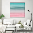 Touching Pink Teal Turquoise Watercolor Abstract #1 by Anita & Bella Jantz on GIANT ART - green digital painting