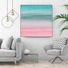 Touching Pink Teal Turquoise Watercolor Abstract #1 by Anita & Bella Jantz on GIANT ART - green digital painting