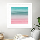 Touching Pink Teal Turquoise Watercolor Abstract #1 by Anita & Bella Jantz on GIANT ART - green digital painting