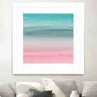 Touching Pink Teal Turquoise Watercolor Abstract #1 by Anita & Bella Jantz on GIANT ART - green digital painting