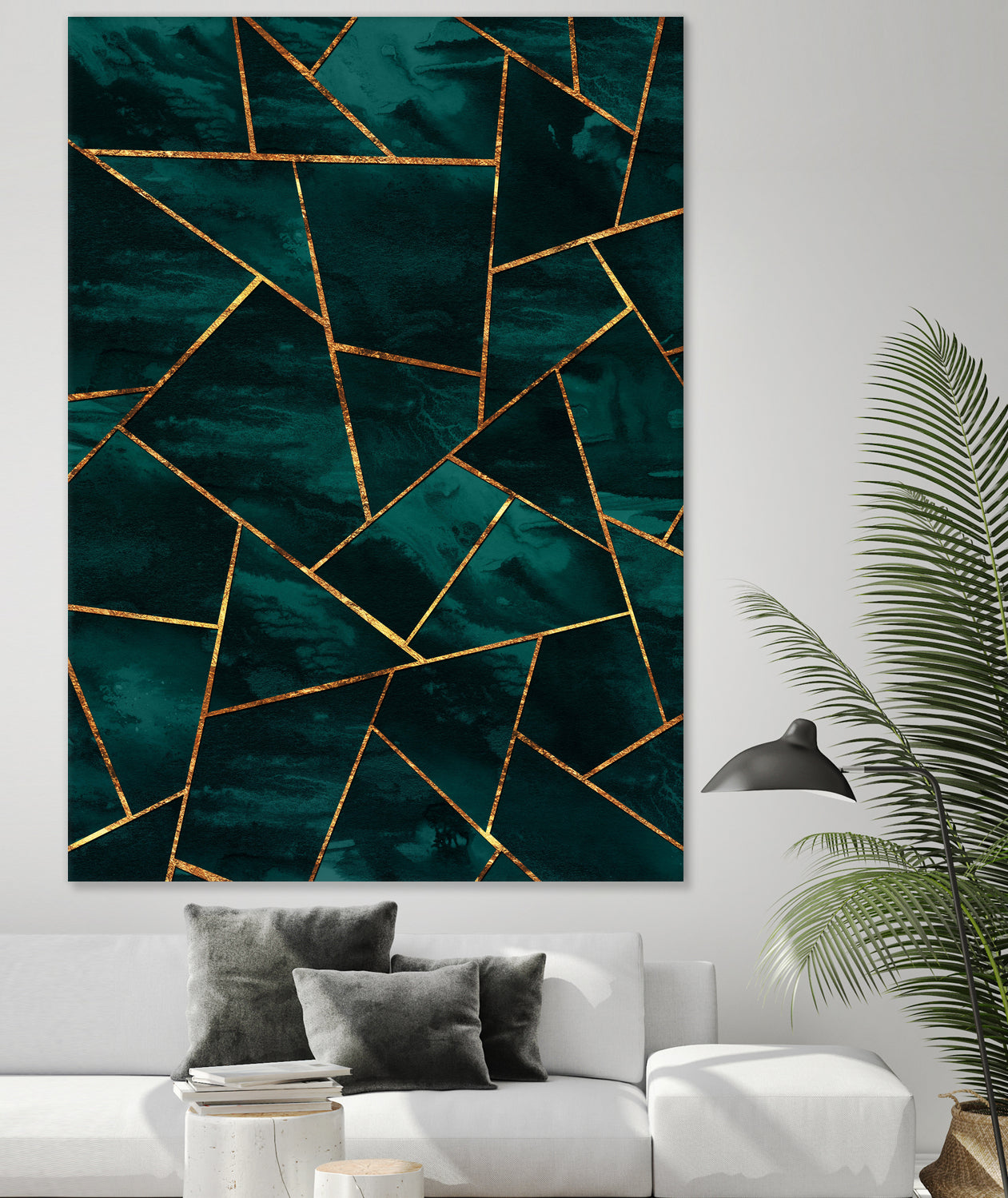 Dark Teal Ink Copper Gold Geometric Glam #1 #geo #decor #art by Anita & Bella Jantz on GIANT ART - green digital painting