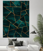 Dark Teal Ink Copper Gold Geometric Glam #1 #geo #decor #art by Anita & Bella Jantz on GIANT ART - green digital painting