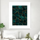 Dark Teal Ink Copper Gold Geometric Glam #1 #geo #decor #art by Anita & Bella Jantz on GIANT ART - green digital painting