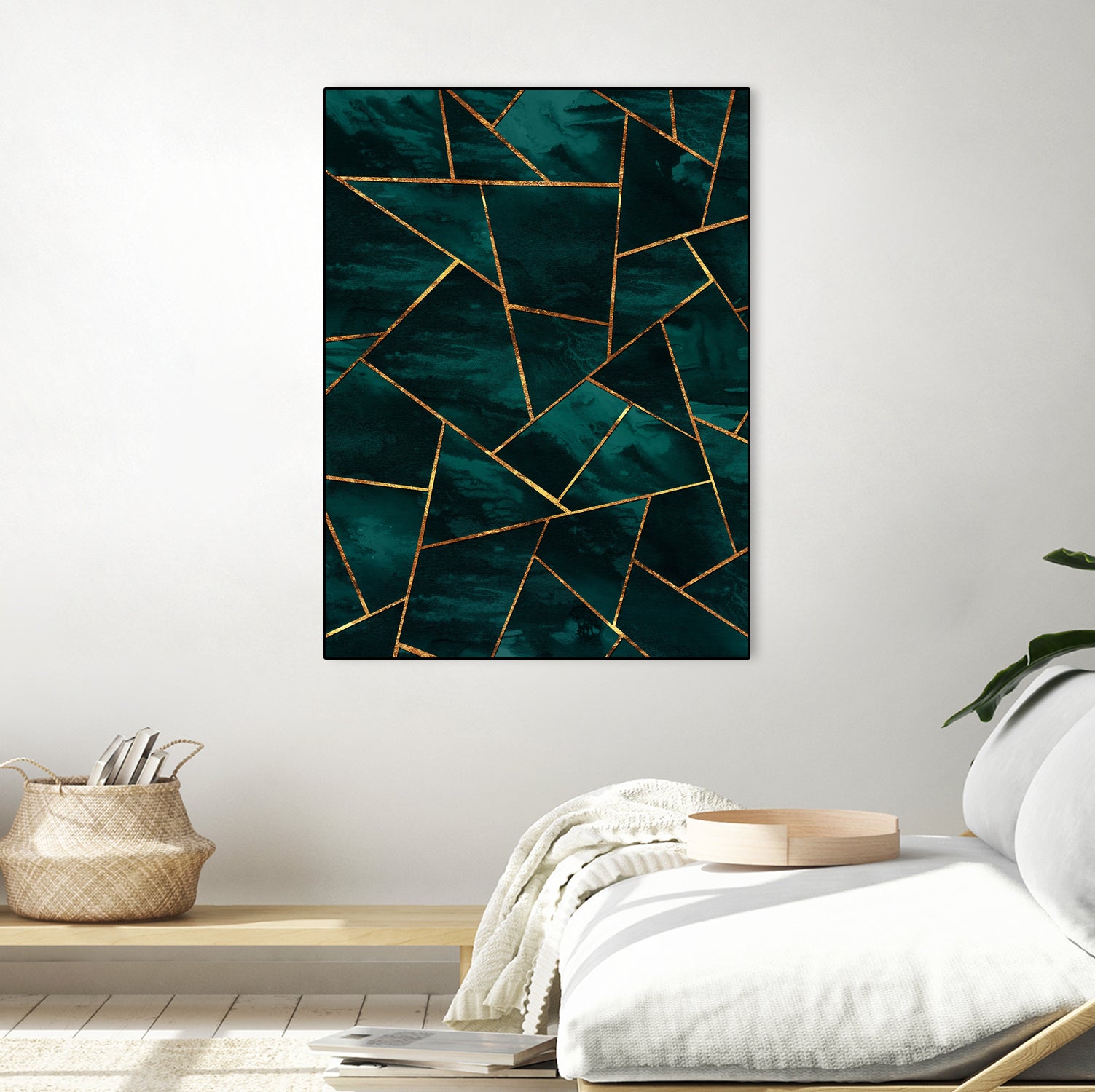 Dark Teal Ink Copper Gold Geometric Glam #1 #geo #decor #art by Anita & Bella Jantz on GIANT ART - green digital painting