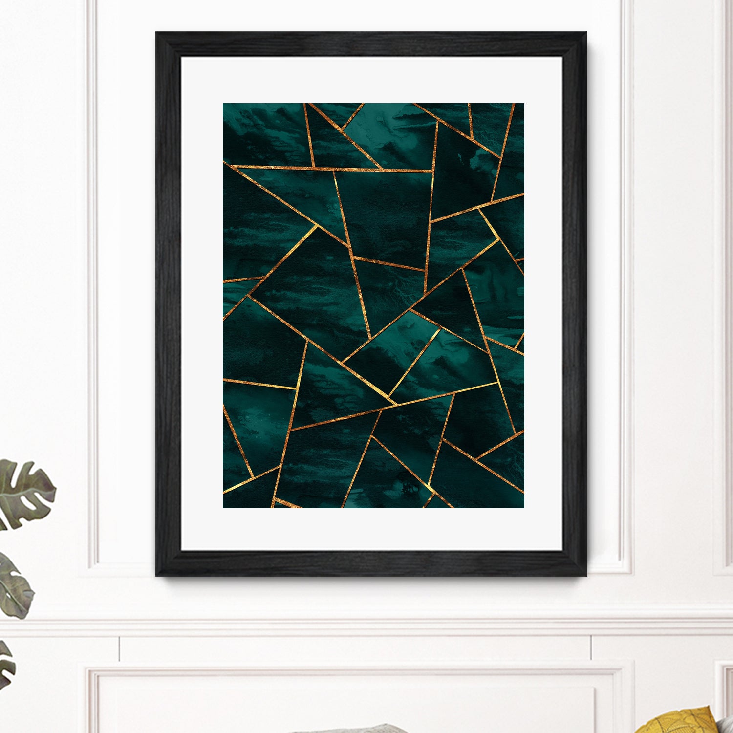 Dark Teal Ink Copper Gold Geometric Glam #1 #geo #decor #art by Anita & Bella Jantz on GIANT ART - green digital painting