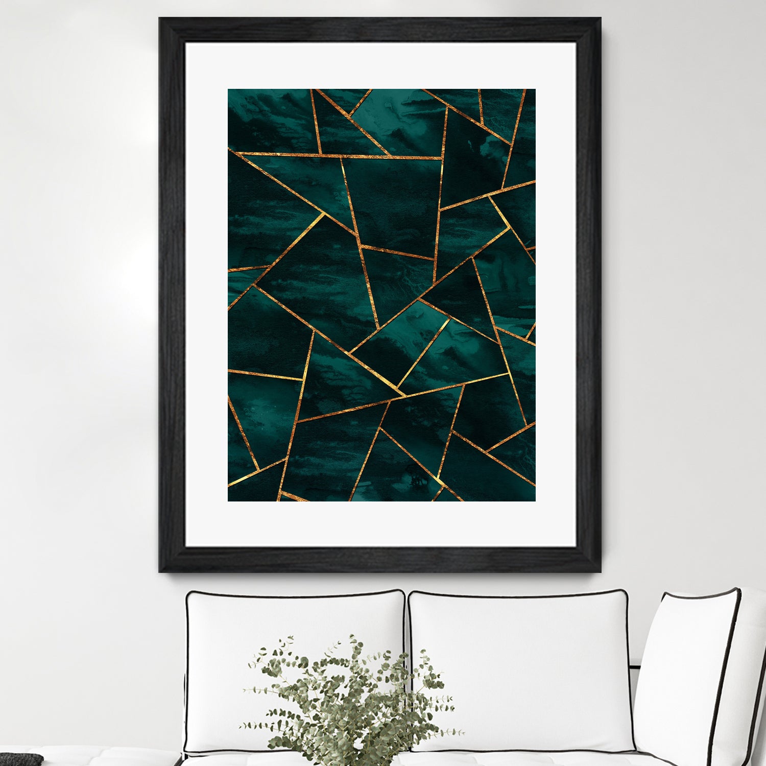 Dark Teal Ink Copper Gold Geometric Glam #1 #geo #decor #art by Anita & Bella Jantz on GIANT ART - green digital painting