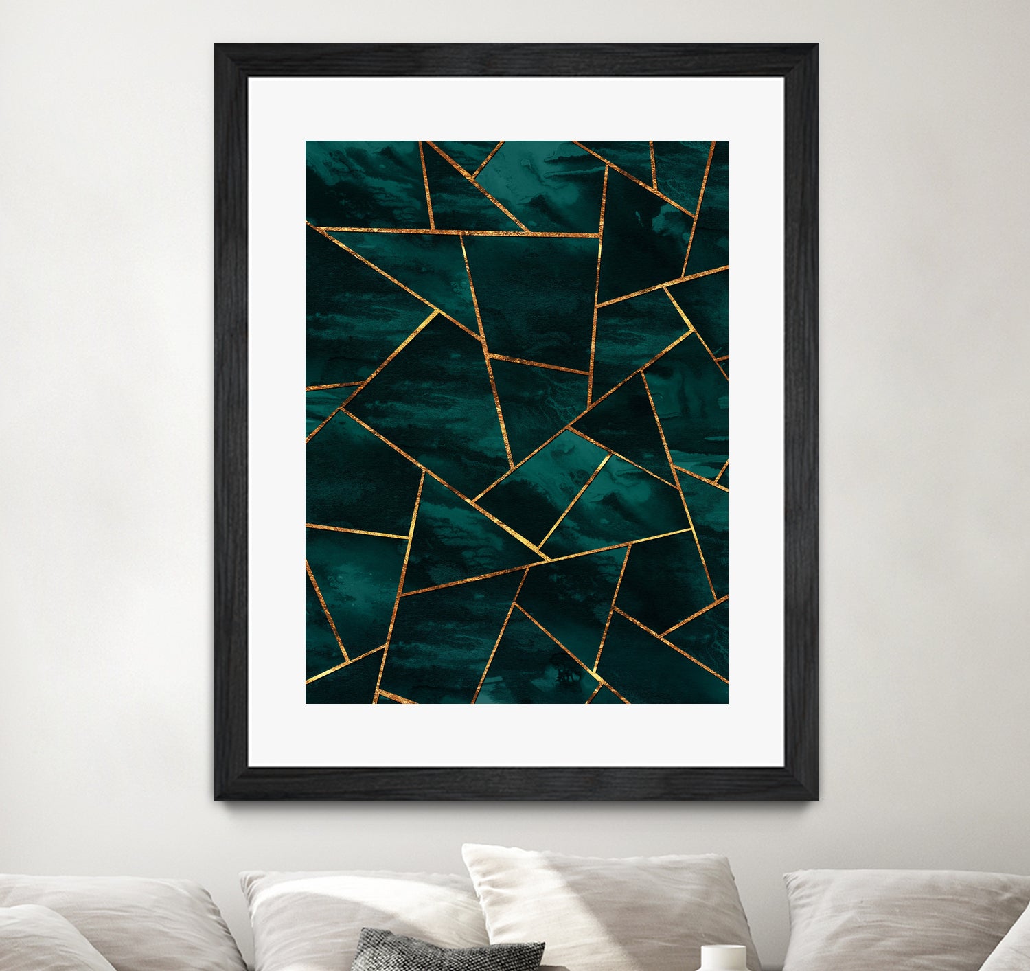 Dark Teal Ink Copper Gold Geometric Glam #1 #geo #decor #art by Anita & Bella Jantz on GIANT ART - green digital painting