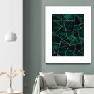 Dark Teal Ink Copper Gold Geometric Glam #1 #geo #decor #art by Anita & Bella Jantz on GIANT ART - green digital painting