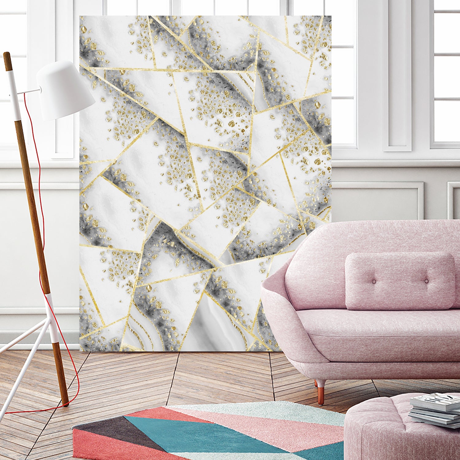 White Agate Gold Geometric Glam #1 #geo #gem #decor #art by Anita & Bella Jantz on GIANT ART - gray vector illustration