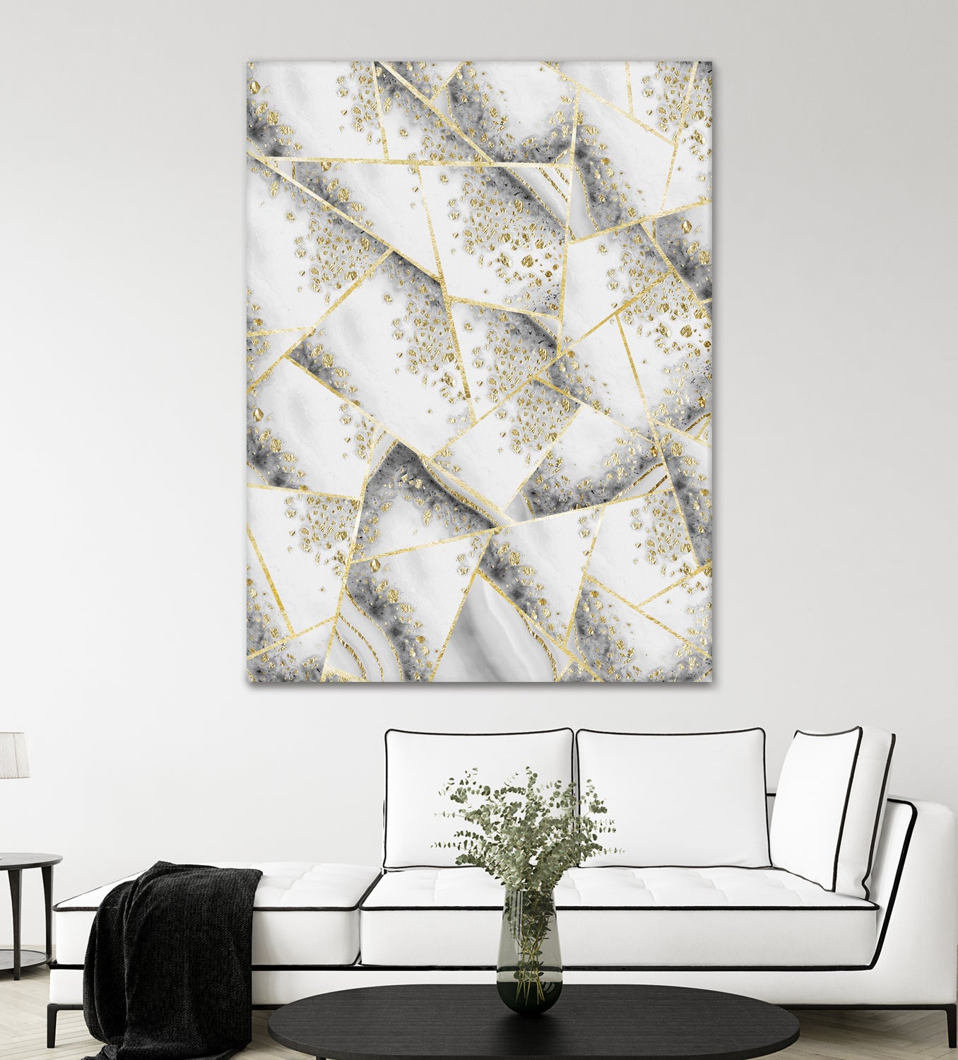 White Agate Gold Geometric Glam #1 #geo #gem #decor #art by Anita & Bella Jantz on GIANT ART - gray vector illustration