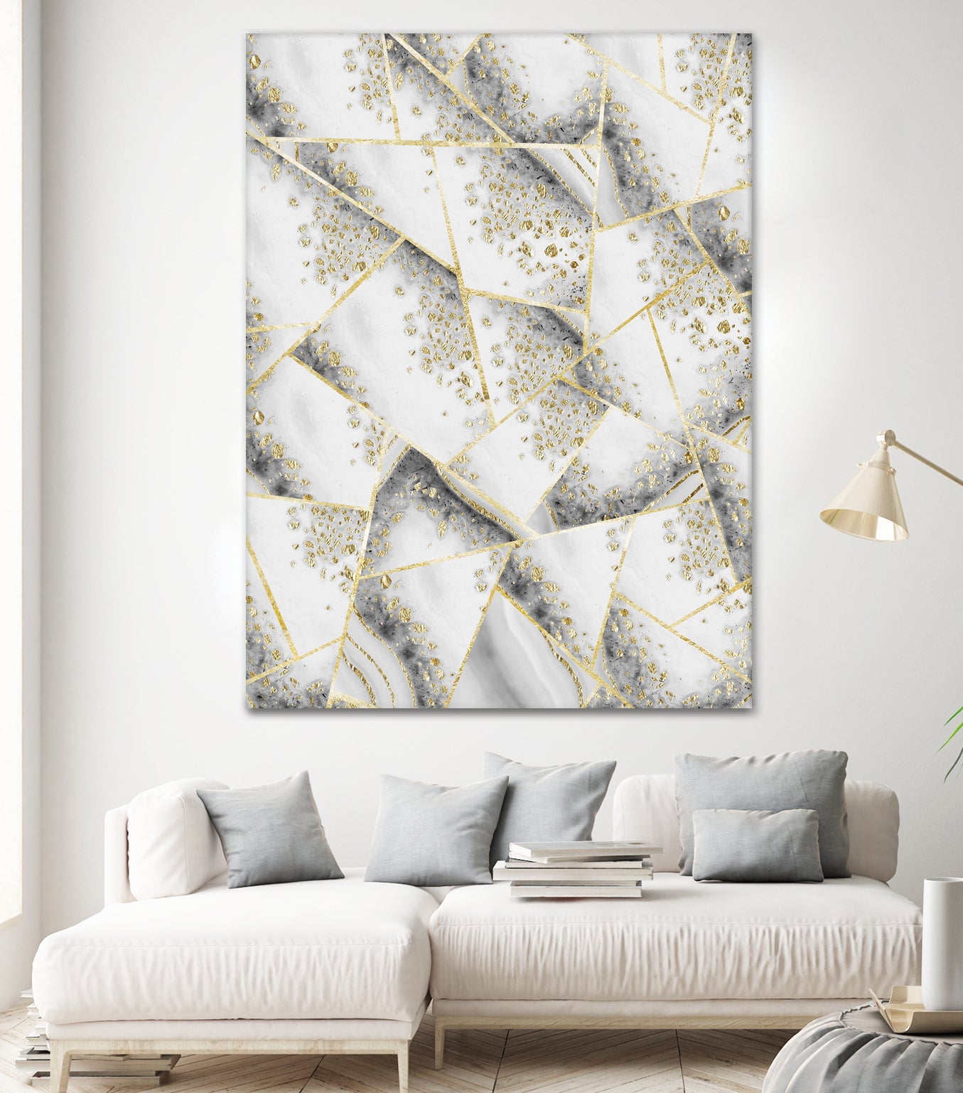 White Agate Gold Geometric Glam #1 #geo #gem #decor #art by Anita & Bella Jantz on GIANT ART - gray vector illustration