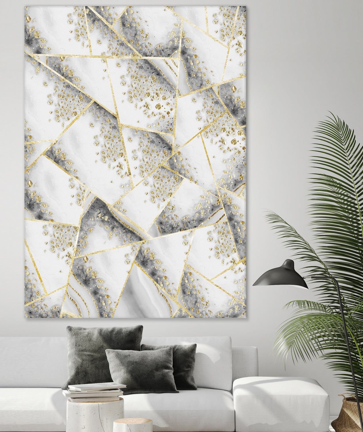 White Agate Gold Geometric Glam #1 #geo #gem #decor #art by Anita & Bella Jantz on GIANT ART - gray vector illustration